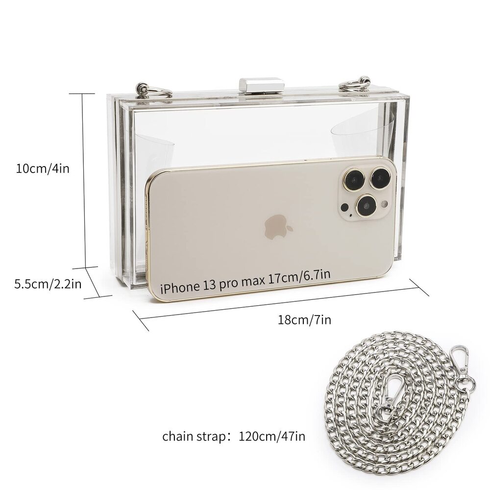 7898 Clear Clutch Purse Handbag , Clear Acrylic Crossbody Evening Bag View 5